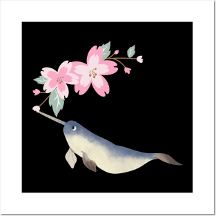 Narwhal Candy Pink Blossom Flowers Posters and Art